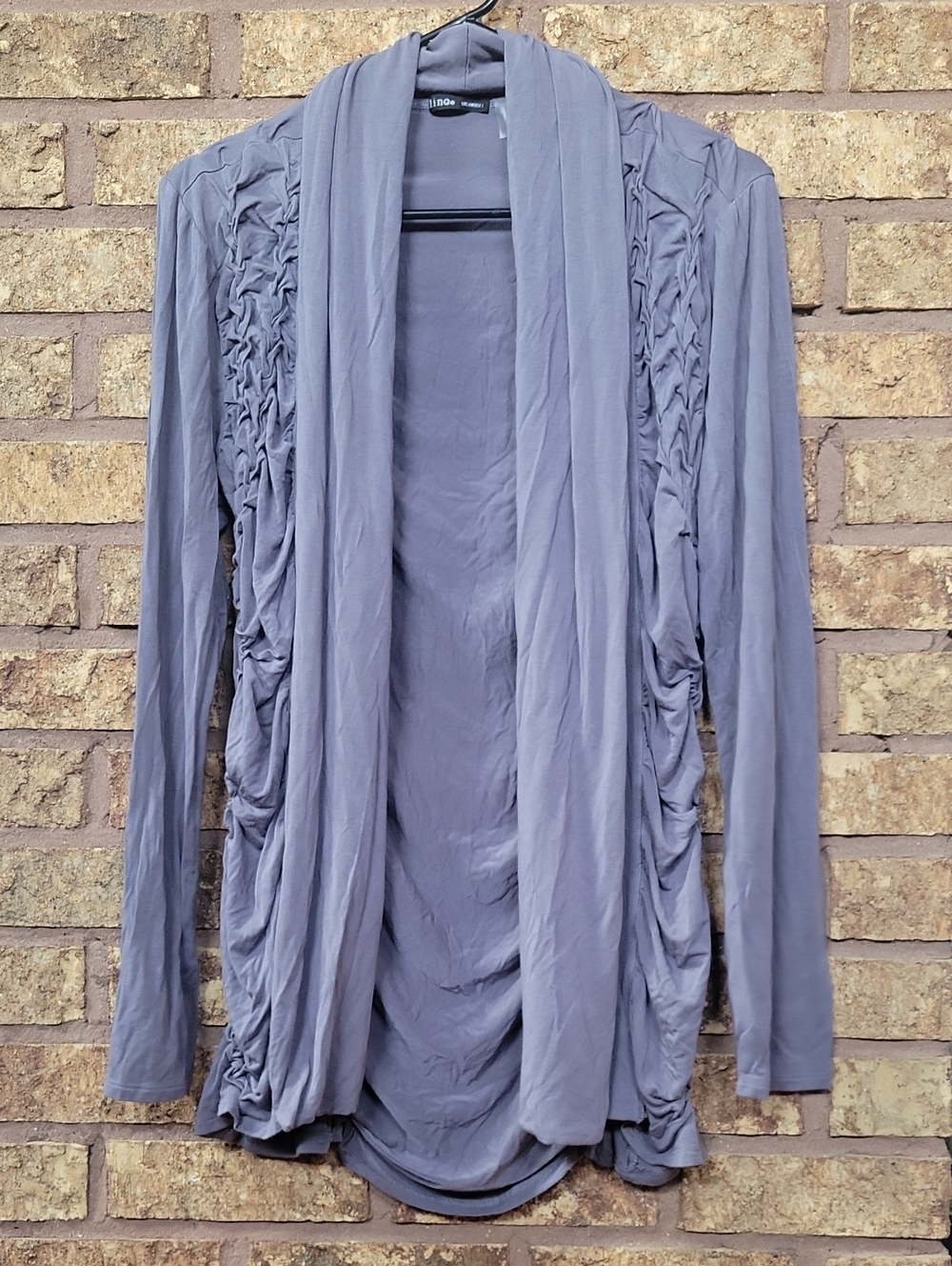 Linq Slate Gray Ruched Open-Front Cardigan Sweater Soft Stretchy Size Small